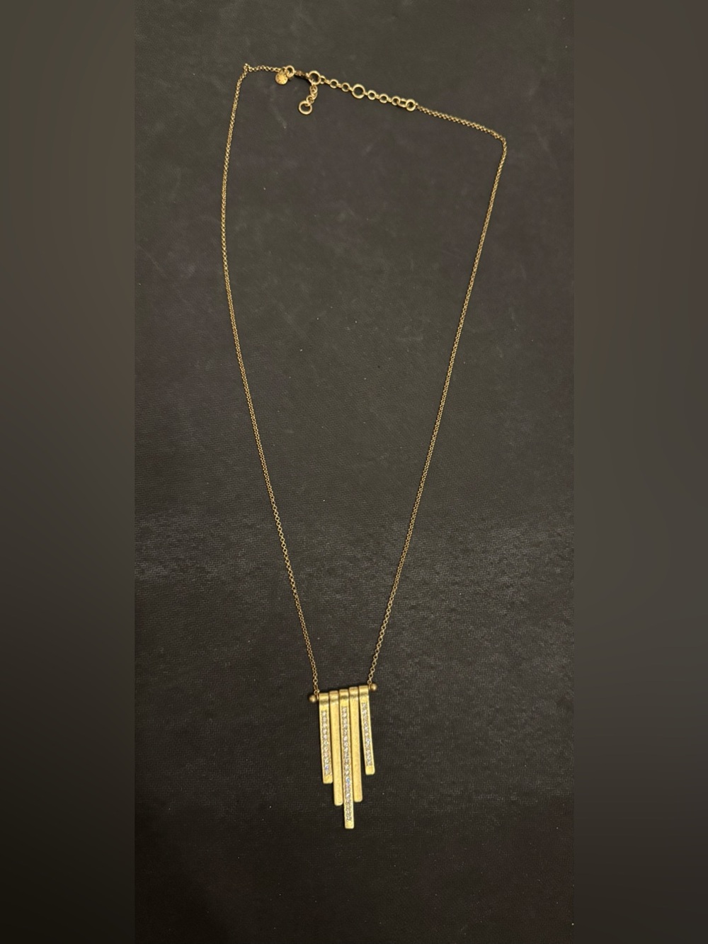 J. Crew Gold Tone Rhinestone Bar Long Necklace